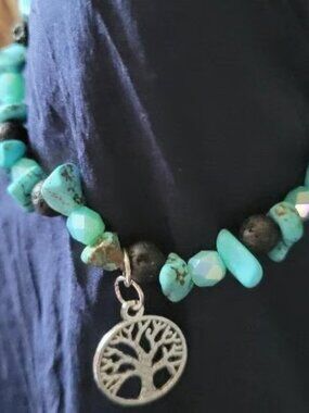 Chic Turquoise, Pale Green and Bronze Wrist Wraps with Charms